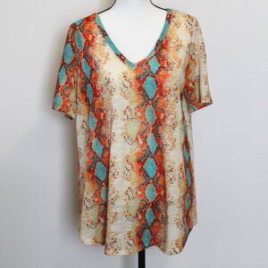 Bibi Snakeskin Multicolored Top Size Large